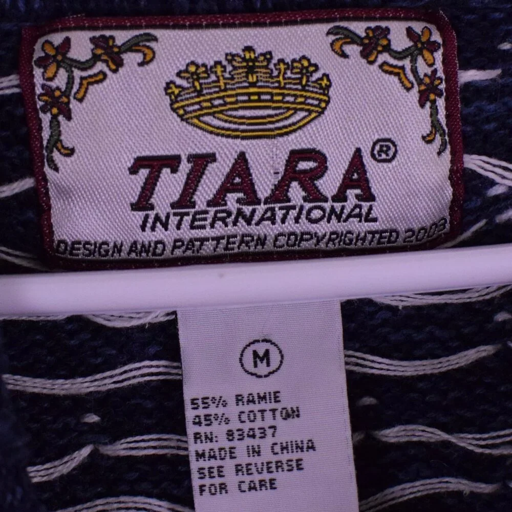 Tiara International Chunky Cotton Fair Isle Holiday Sweater Winter Christmas - M
